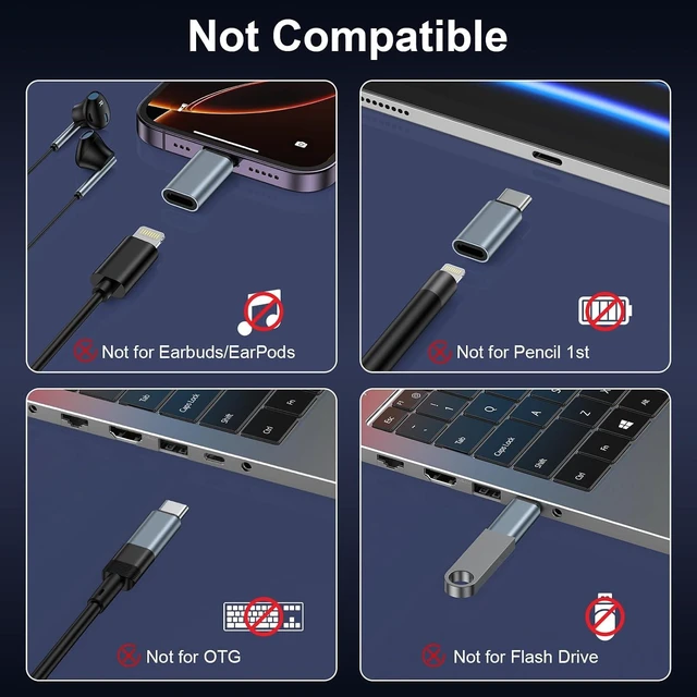 Alt view image 6 of 7 - Lightening Female to USB C Male Adapter for iPhone 17e/17 Pro Max/17 Air/17
