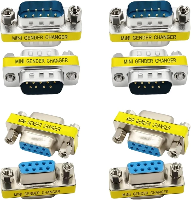 Main image of RS232 Serial Gender Changer 8-Pack 9 Pin DB9 Male to Male and Female to Female Adapter Coupler Connector for RS232 Serial Cable