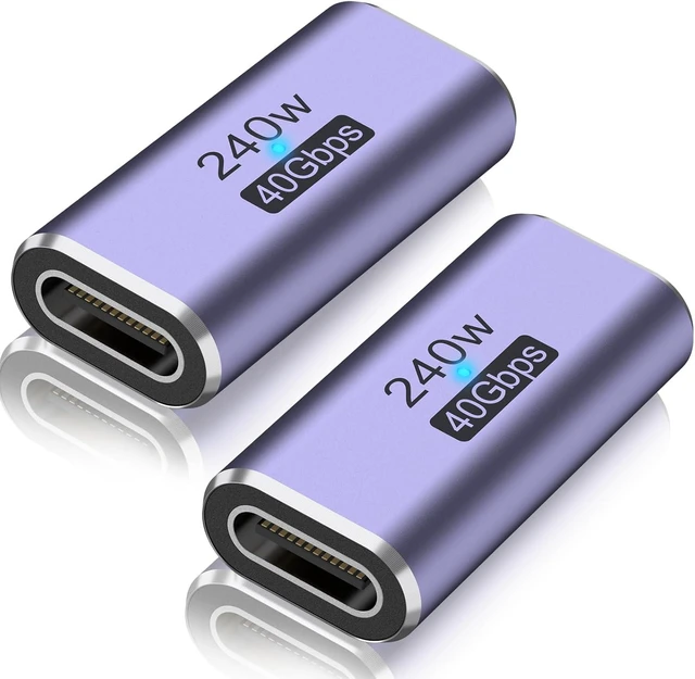 Main image of 2 Pack USB C Coupler USB Type C Female to Female Adapter Extender Compatible with Thunderbolt 4/3 Support up to 240W Charging 40Gbps Data Transfer and 8K@60Hz Video