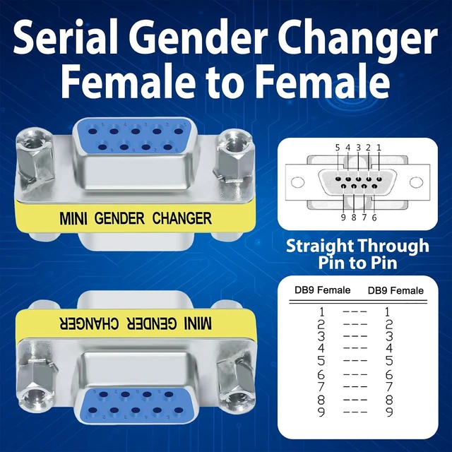 Alt view image 6 of 7 - DB9 Gender Changer 6-Pack Serial Adapter Set for DB9