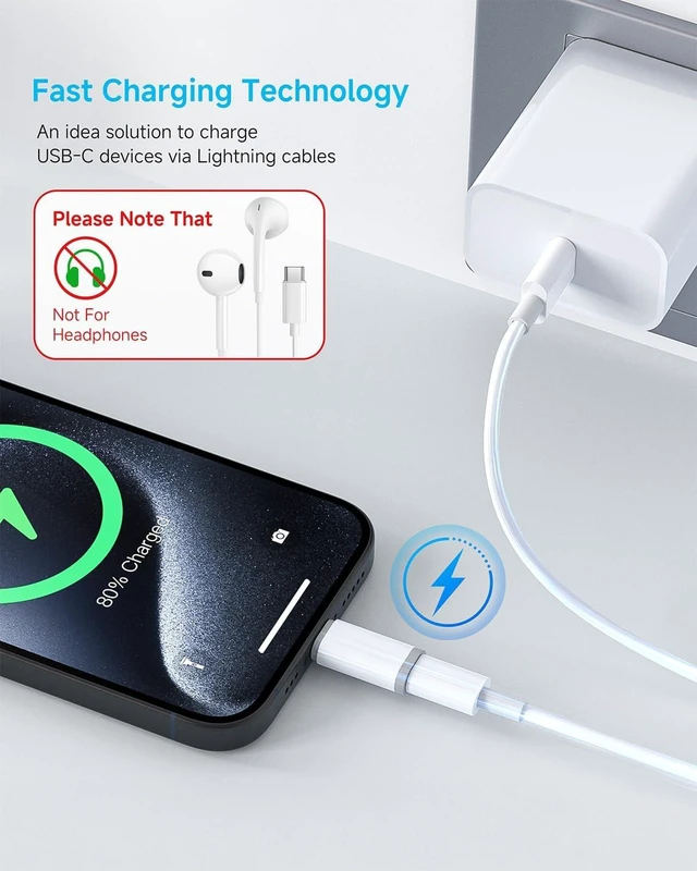 Alt view image 2 of 7 - 4 Pack Lightning to USB C Adapter for iPhone 15/16/17/18 Pro Max/Plus S24/S25 Pixel USB Type C to Lightning Cable Connector for iPhone Duo/18/17/16 Charger- (Not for Headphones/OTG)