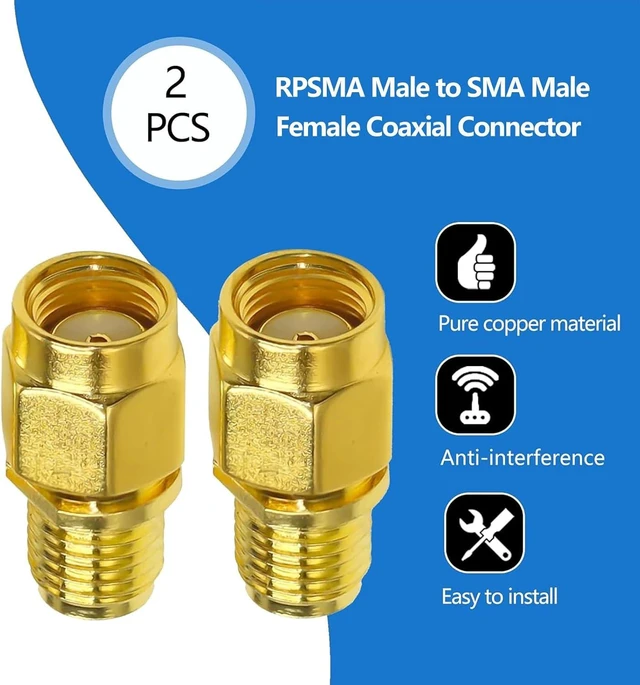 Alt view image 4 of 7 - 2PCS SMA Female to RPSMA Female Coax Connector Gender Changers Female to RP-SMA Male Coaxial Adapter Low Loss Coax Cable for Radio Antenna Audio