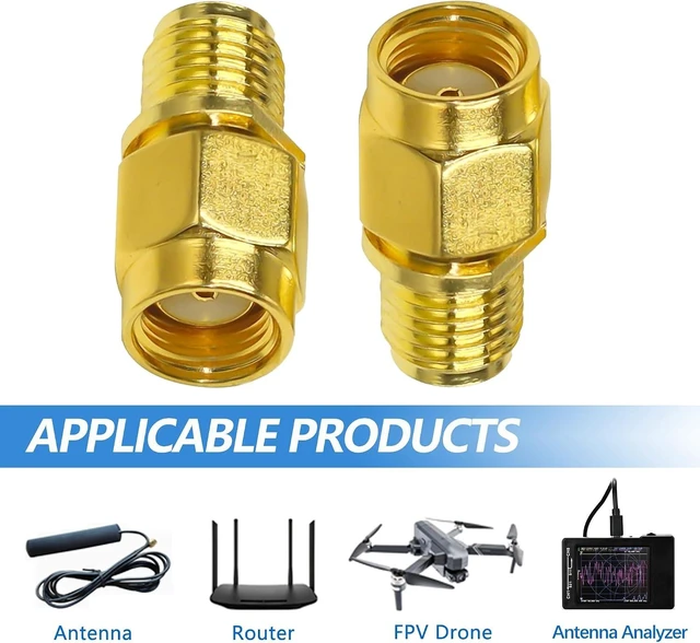 Alt view image 5 of 7 - 2PCS SMA Female to RPSMA Female Coax Connector Gender Changers Female to RP-SMA Male Coaxial Adapter Low Loss Coax Cable for Radio Antenna Audio