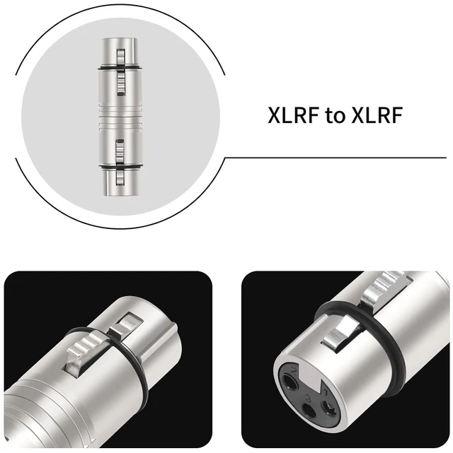Alt view image 3 of 6 - XLR Female to Female XLR 3 Pin Female to 3 Pin Female Adapter Mic XLR Audio Adapter XLR 3-Pin Gender Changer Microphone Cable Adapter-2Pack