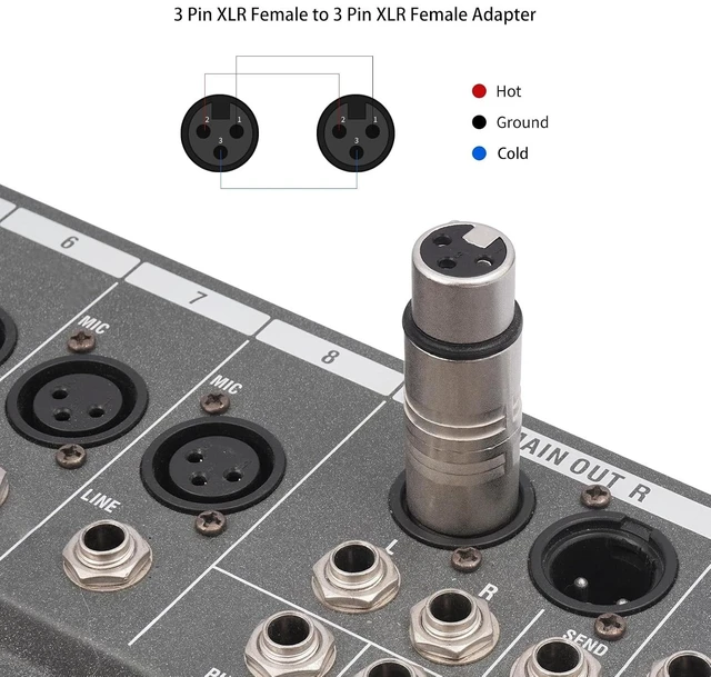 Alt view image 5 of 6 - XLR Female to Female XLR 3 Pin Female to 3 Pin Female Adapter Mic XLR Audio Adapter XLR 3-Pin Gender Changer Microphone Cable Adapter-2Pack