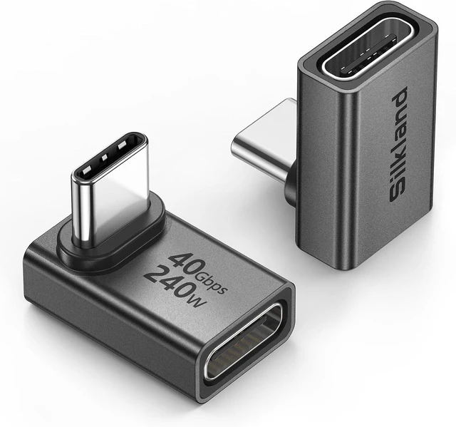 Main image of 40Gbps USB C 90 Degree Right Angle Adapter 2 Pack 240W USB4