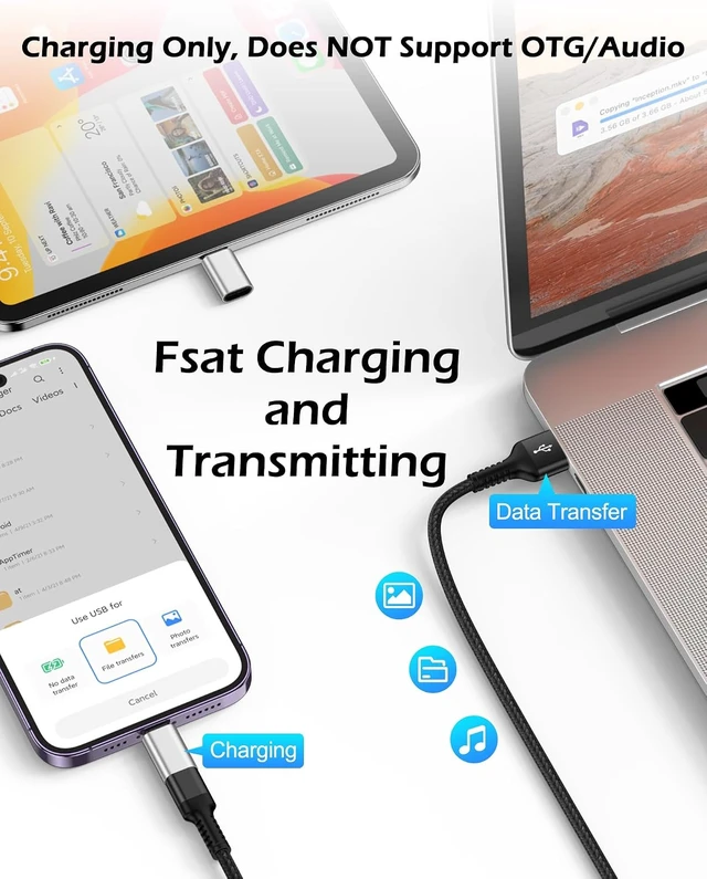 Alt view image 2 of 7 - 2-Pack USB C to Lightning Adapter Type C to Lightning Adapter Fast Charger