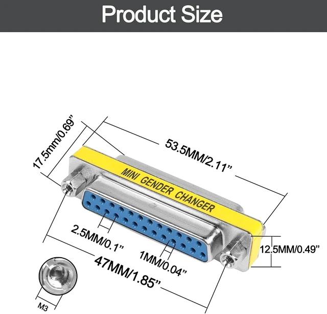 Alt view image 4 of 6 - DB25 25 Pin Gender Changer D-SUB 25Pin Coupler Serial Cable Gender Changer RS232 VGA Adapter Connetor for Applications Pack of 2 (Female to Female)