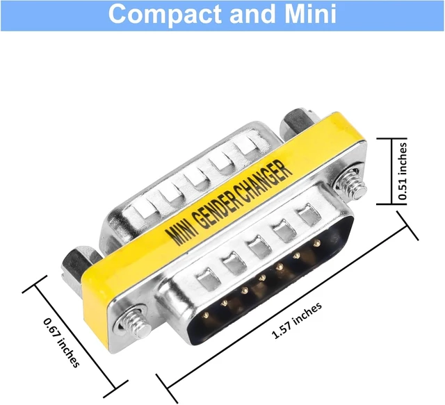 Alt view image 2 of 6 - 2 Pack Gender Changers 15 Pin Male to Male Adapter DB15 Coupler Data Transfer and Device Connection for Legacy Gameport Cables MIDI Connections and Industrial Control Systems