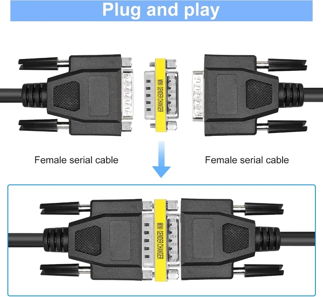 Alt view image 5 of 6 - 2 Pack Gender Changers 15 Pin Male to Male Adapter DB15 Coupler Data Transfer and Device Connection for Legacy Gameport Cables MIDI Connections and Industrial Control Systems