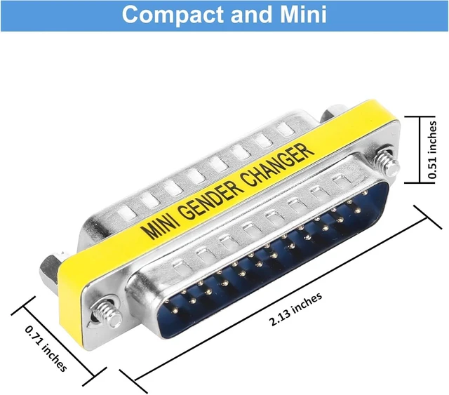 Alt view image 2 of 6 - 2 Pack Gender Changers 25 Pin Male to Male Adapter DB25 Coupler Data Transfer and Device Connection for RS232 Serial Cables