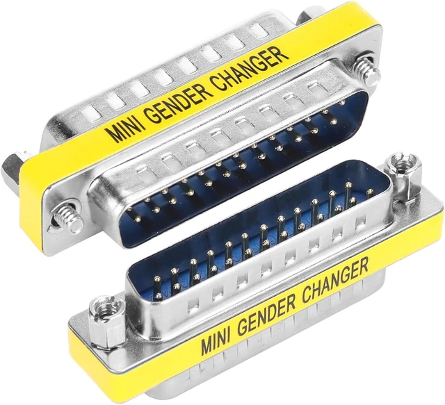 Main image of 2 Pack Gender Changers 25 Pin Male to Male Adapter DB25 Coupler Data Transfer and Device Connection for RS232 Serial Cables