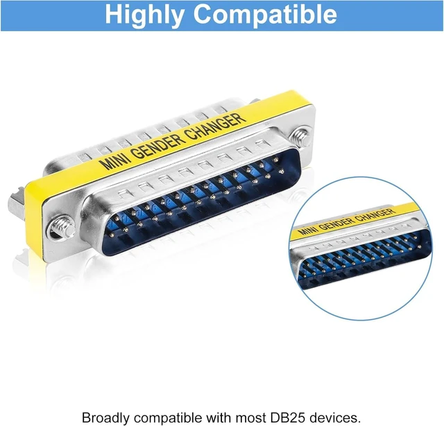 Alt view image 3 of 6 - 2 Pack Gender Changers 25 Pin Male to Male Adapter DB25 Coupler Data Transfer and Device Connection for RS232 Serial Cables