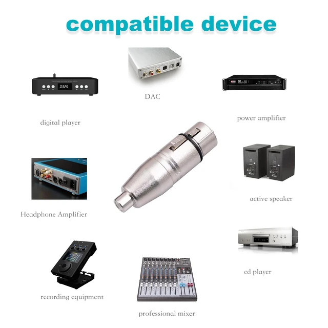 Alt view image 2 of 6 - 2Pack XLR Female to RCA Female Adapter Converter Gender Changer Audio Coupler Connectors for Mixer Recorder Amplifier