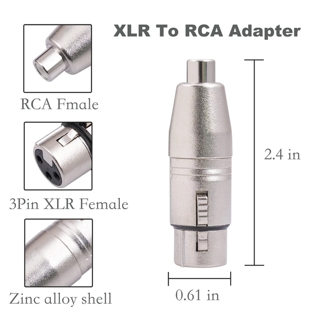 Alt view image 3 of 6 - 2Pack XLR Female to RCA Female Adapter Converter Gender Changer Audio Coupler Connectors for Mixer Recorder Amplifier