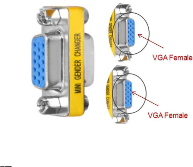Alt view image 3 of 5 - VGA Female to Female Adapter (2 Pack) VGA Coupler Extender for Monitor Cable Extension HD15 Gender Changer Connector for Computer Projector Laptop KVM Switch 1080P Supported