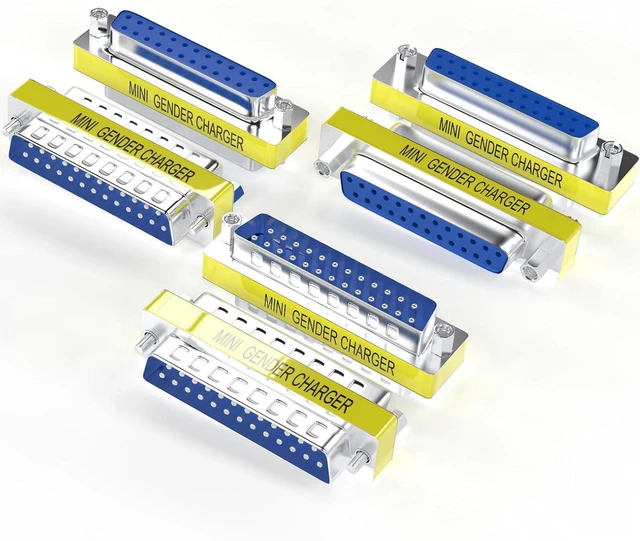 Main image of 6-Pack DB25 25Pin Female to Female Male to Male Mini Gender Changer Coupler Adapter RS232 Serial Cable Connector