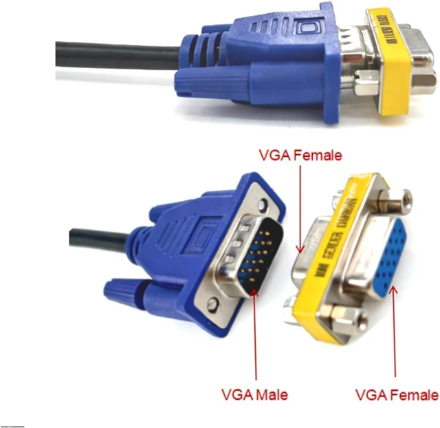 Alt view image 5 of 5 - VGA Female to Female Adapter (2 Pack) VGA Coupler Extender for Monitor Cable Extension HD15 Gender Changer Connector for Computer Projector Laptop KVM Switch 1080P Supported