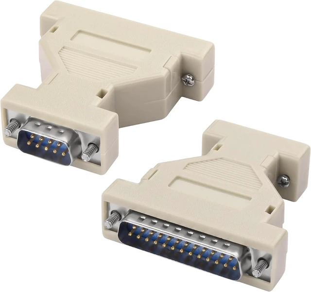 Main image of DB9 Male to DB25 Male Serial Gender Changer Coupler RS-232 At Modem Adapter Connector For PC Serial Devices - 2 PCS