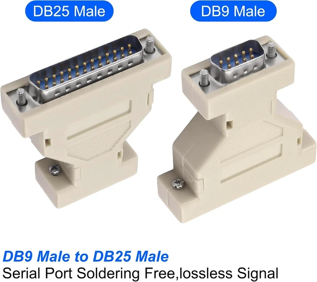 Alt view image 2 of 7 - DB9 Male to DB25 Male Serial Gender Changer Coupler RS-232 At Modem Adapter Connector For PC Serial Devices - 2 PCS