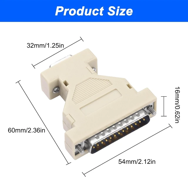 Alt view image 3 of 7 - DB9 Male to DB25 Male Serial Gender Changer Coupler RS-232 At Modem Adapter Connector For PC Serial Devices - 2 PCS