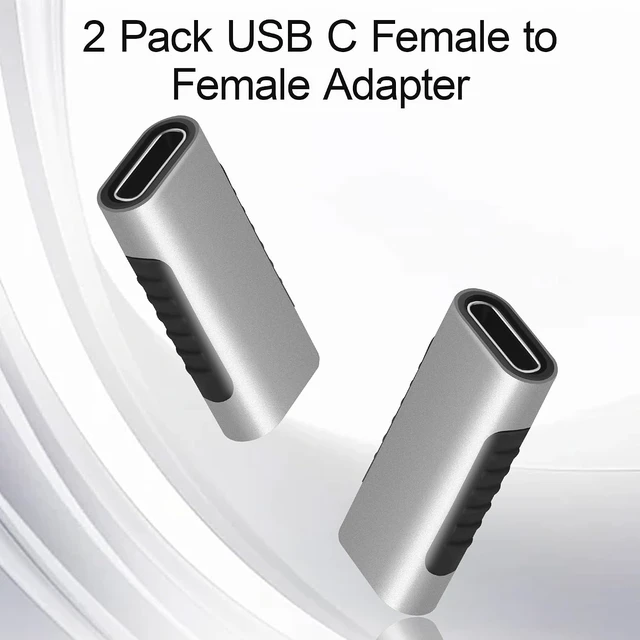 Alt view image 2 of 7 - 2 Pack USB C Female to Female Adapter 10Gbps 60W USB 3.1 Type C Coupler Extender Nickel-Plated Metal USB C Gender Changer for Type C Devices