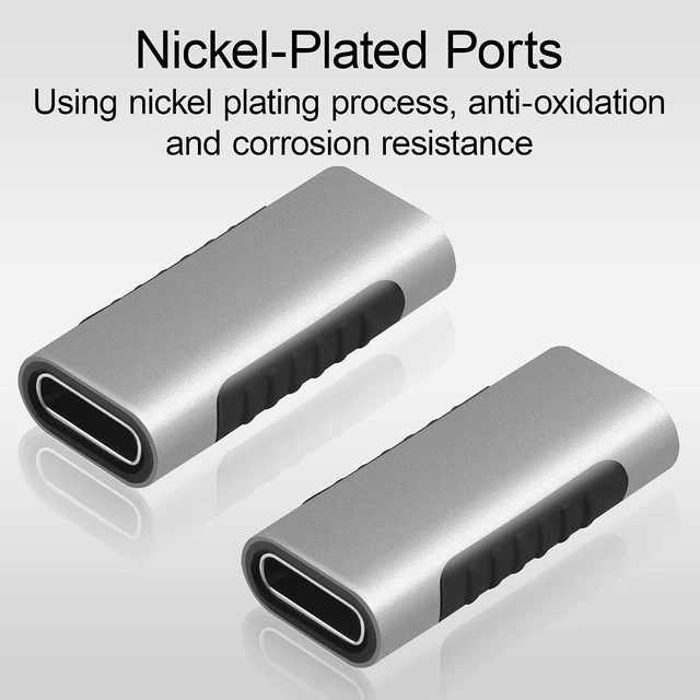 Alt view image 6 of 7 - 2 Pack USB C Female to Female Adapter 10Gbps 60W USB 3.1 Type C Coupler Extender Nickel-Plated Metal USB C Gender Changer for Type C Devices