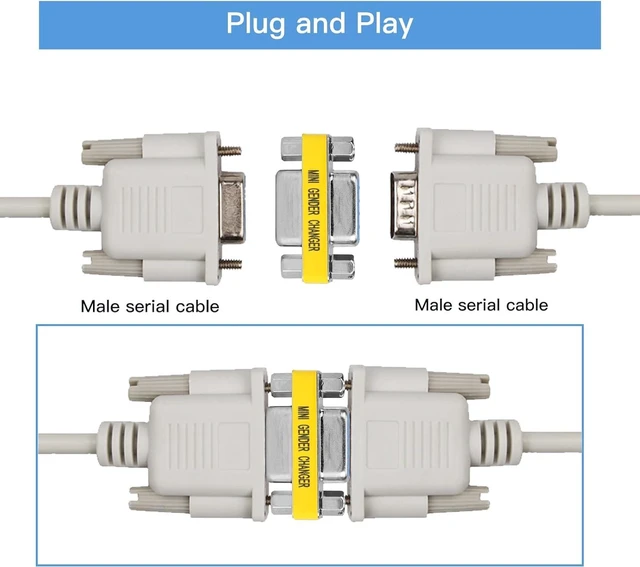 Alt view image 5 of 6 - 2 Pack 9 Pin DB9 Connector Female to Female Mini Gender Changer Adapter - RS232 Serial Cable Coupler for Data Transfer