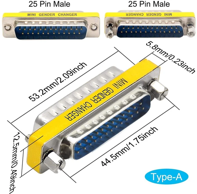 Alt view image 2 of 7 - 6 PCS DB25 Male to Male/Female to Female RS232 Gender Changer 25 Pin Data Transfer Port Adapter Connector