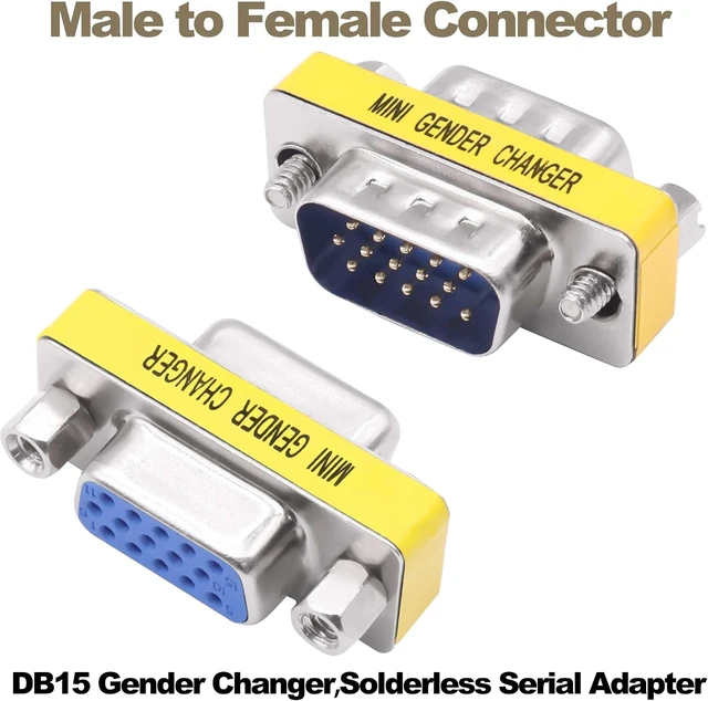 Alt view image 5 of 7 - DB15 VGA Gender Changer Solderless Connector Male to Female Adapter 4pcs