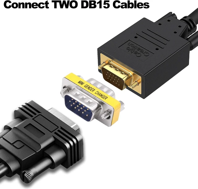 Alt view image 4 of 7 - DB15 VGA Gender Changer Solderless Connector Male to Female Adapter 4pcs