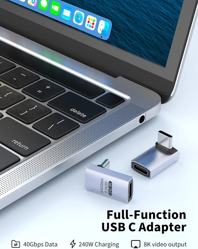 Alt view image 2 of 6 - 4 Pack 90 Degree USB C Right Angle Adapter Right Angle USB C Male to Female