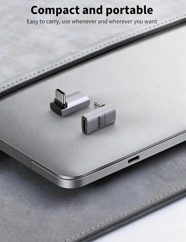 Alt view image 6 of 6 - 4 Pack 90 Degree USB C Right Angle Adapter Right Angle USB C Male to Female