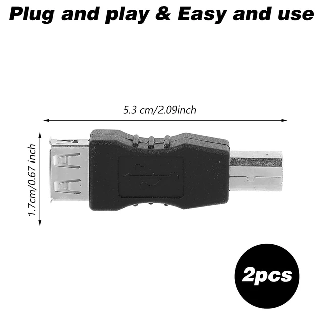Alt view image 2 of 7 - 2 Pcs 2.0 A Female to USB B Male Printer Converter - USB A to B Adapter - AF/BM Adapter