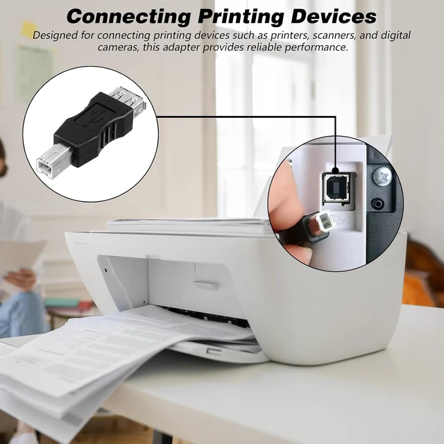 Alt view image 5 of 7 - 2 Pcs 2.0 A Female to USB B Male Printer Converter - USB A to B Adapter - AF/BM Adapter