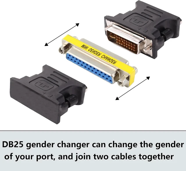 Alt view image 4 of 6 - 6Pcs 25Pin Male to Female Mini Gender Changer Coupler Adapter DB25 Serial Cable Gender Changer VGA Coupler