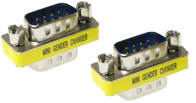 Main image of 2pcs DB9 9Pin RS232 Serial Cable Male to Male Mini Gender Changer Adapter Coupler Connector