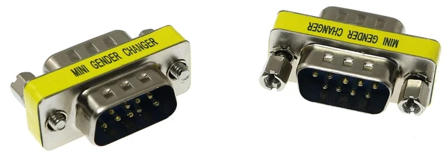 Alt view image 2 of 5 - 2pcs DB9 9Pin RS232 Serial Cable Male to Male Mini Gender Changer Adapter Coupler Connector
