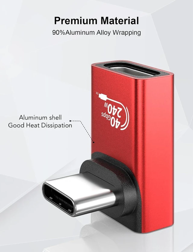 Alt view image 5 of 7 - 40Gbps 90 Degree USB C Adapter Right Angle USB4.0 Converter 2-Pack