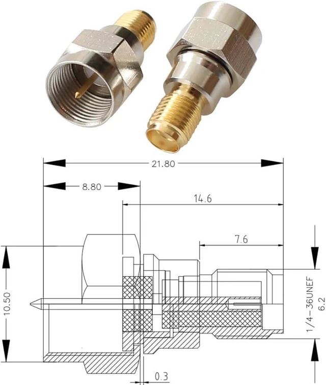 Alt view image 3 of 6 - F Type to Sma Male Female Coax Connector Coaxial Adapter 2 Sets 6 Pcs