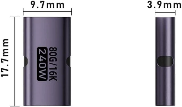Alt view image 2 of 7 - 80Gbps USB-C Coupler 240W USB Type C Female to Female Adapter Extender Support 240W PD Fast Charging 80Gbps Data Transfer 8K@60Hz Video Ouput. (3 Pack)