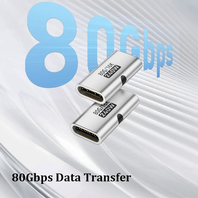 Alt view image 4 of 7 - 80Gbps USB-C Coupler 240W USB Type C Female to Female Adapter Extender Support 240W PD Fast Charging 80Gbps Data Transfer 8K@60Hz Video Ouput. (3 Pack)