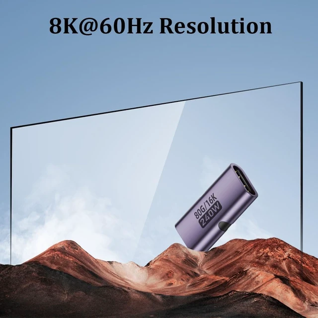 Alt view image 5 of 7 - 80Gbps USB-C Coupler 240W USB Type C Female to Female Adapter Extender Support 240W PD Fast Charging 80Gbps Data Transfer 8K@60Hz Video Ouput. (3 Pack)