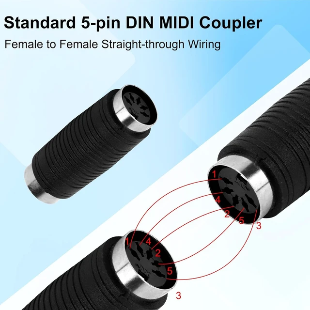 Alt view image 3 of 7 - 2pcs 5 Pin DIN MIDI Coupler Gender Changer Premium 5 Pin DIN MIDI Female to Female Adapters Wireless Connector Splitter Hub Flat Suitable for Recording Studios Live Performances