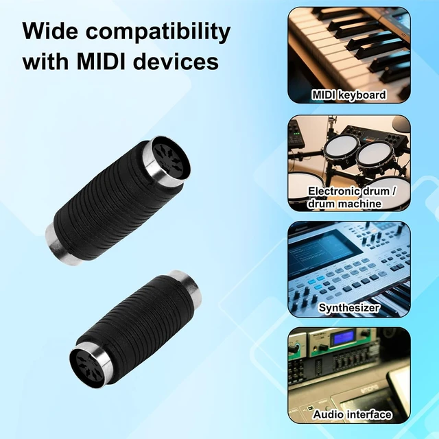 Alt view image 5 of 7 - 2pcs 5 Pin DIN MIDI Coupler Gender Changer Premium 5 Pin DIN MIDI Female to Female Adapters Wireless Connector Splitter Hub Flat Suitable for Recording Studios Live Performances