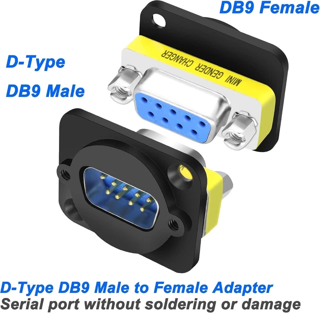 Alt view image 3 of 7 - D-Type DB9 Male to Female Coupler Gender Changer