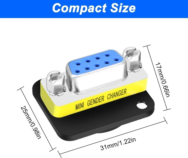 Alt view image 4 of 7 - D-Type DB9 Male to Female Coupler Gender Changer