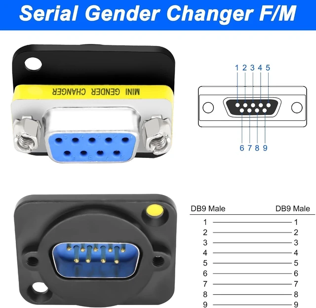 Alt view image 5 of 7 - D-Type DB9 Male to Female Coupler Gender Changer