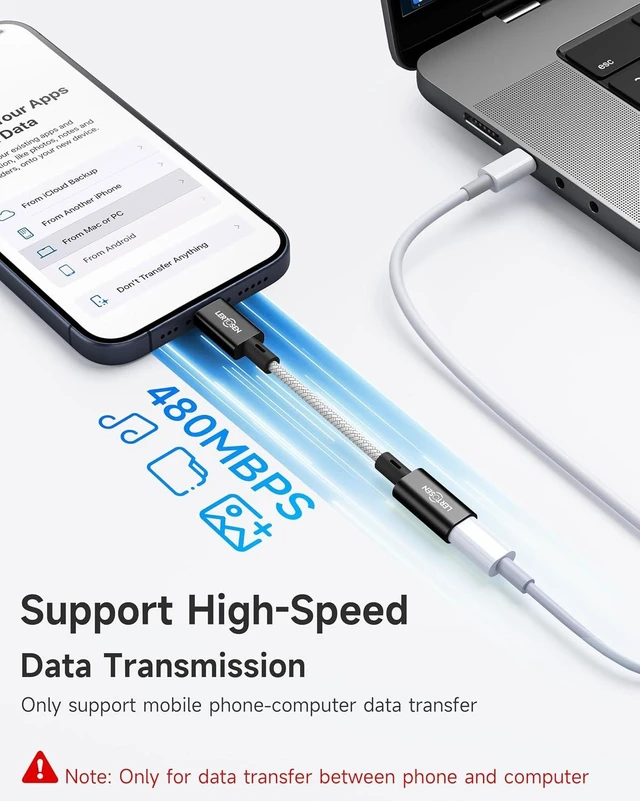 Alt view image 3 of 7 - 2 Pack Lightning to USB C Adapter Fast Charging & Data Sync Adapter for iPhone 17 16 15 Pro Max Plus to USB-C Compatible with S25/S24/S23 Not for Audio/OTG (Black)