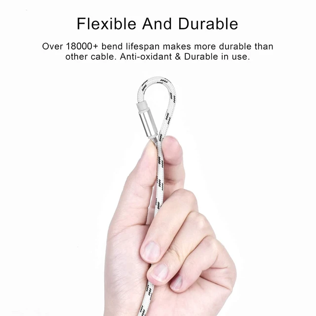 Alt view image 6 of 7 - 10Ft Multi Charging Cable 3A 2Pack Braided Fast Charging 3-in-1 Multiple Charger Cable with IP/Micro USB/Type C Adapter Port for Cell Phones/iPhone 17 16 15 14 13/ /Pixel/Tablet and More